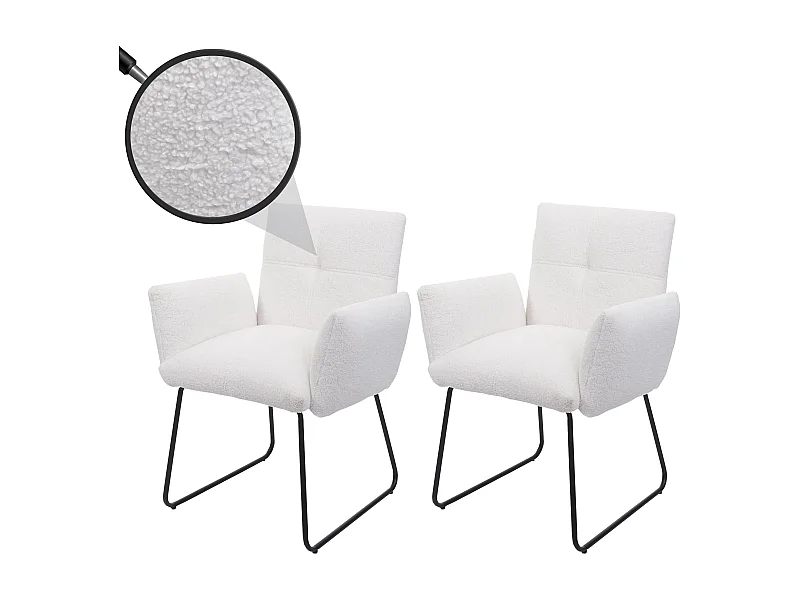 Chaise de salle à manger MCW-K34 (lot de 6),  blanc