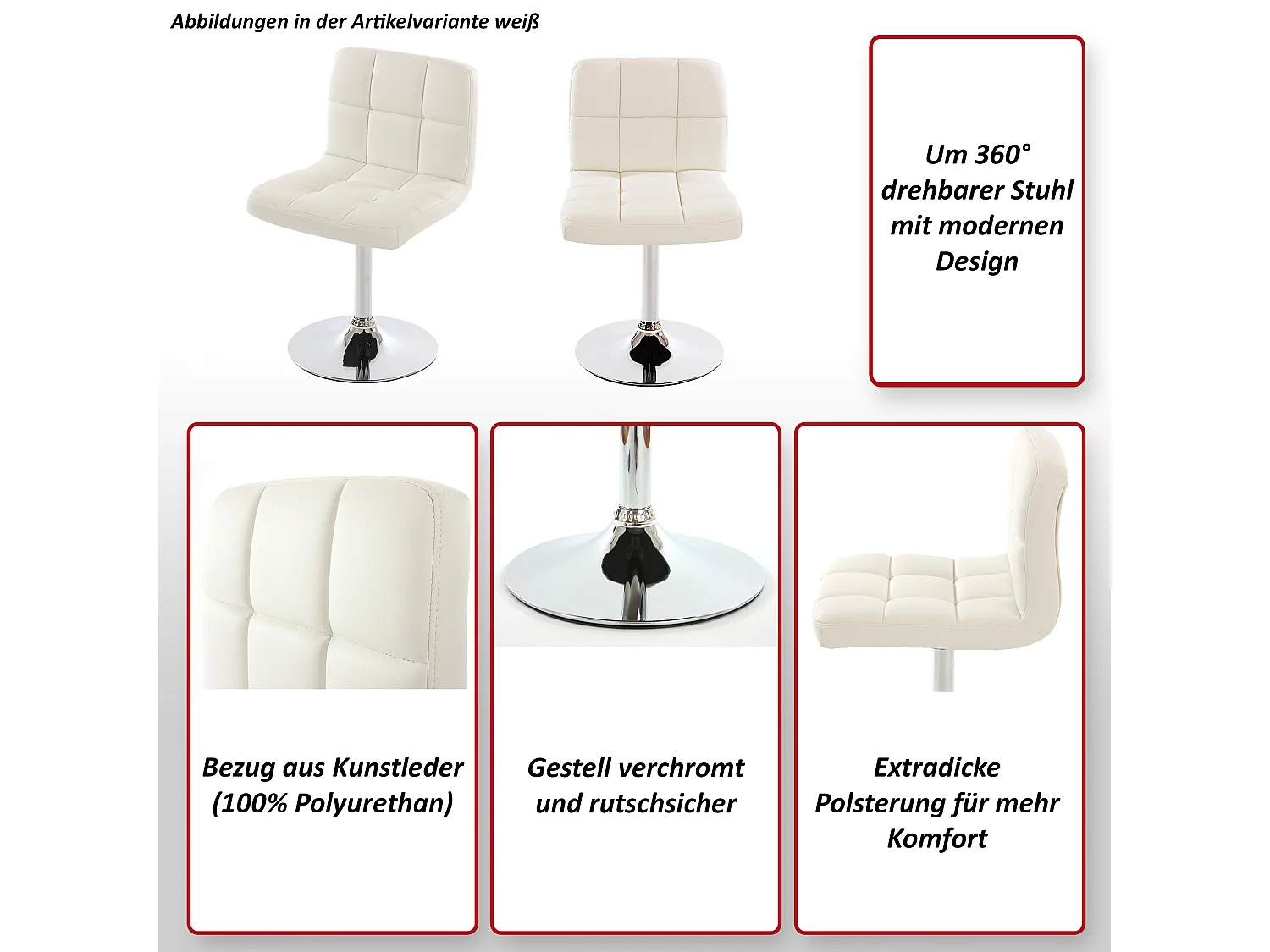 Chaise de salle à manger Cadiz (lot de 2),  blanc