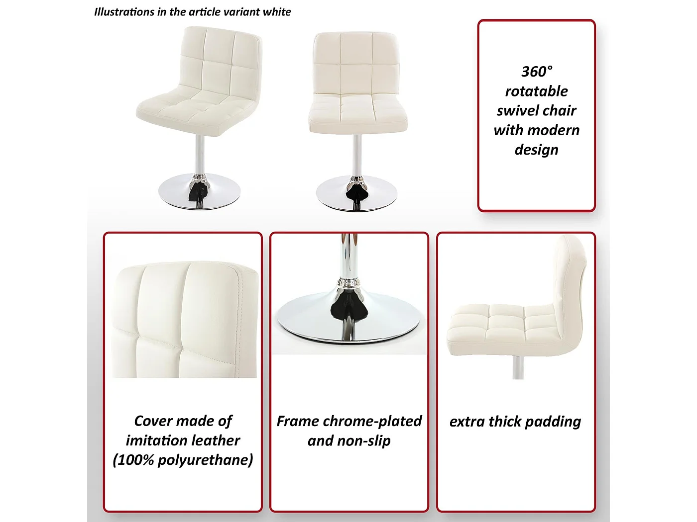 Chaise de salle à manger Cadiz (lot de 2),  blanc