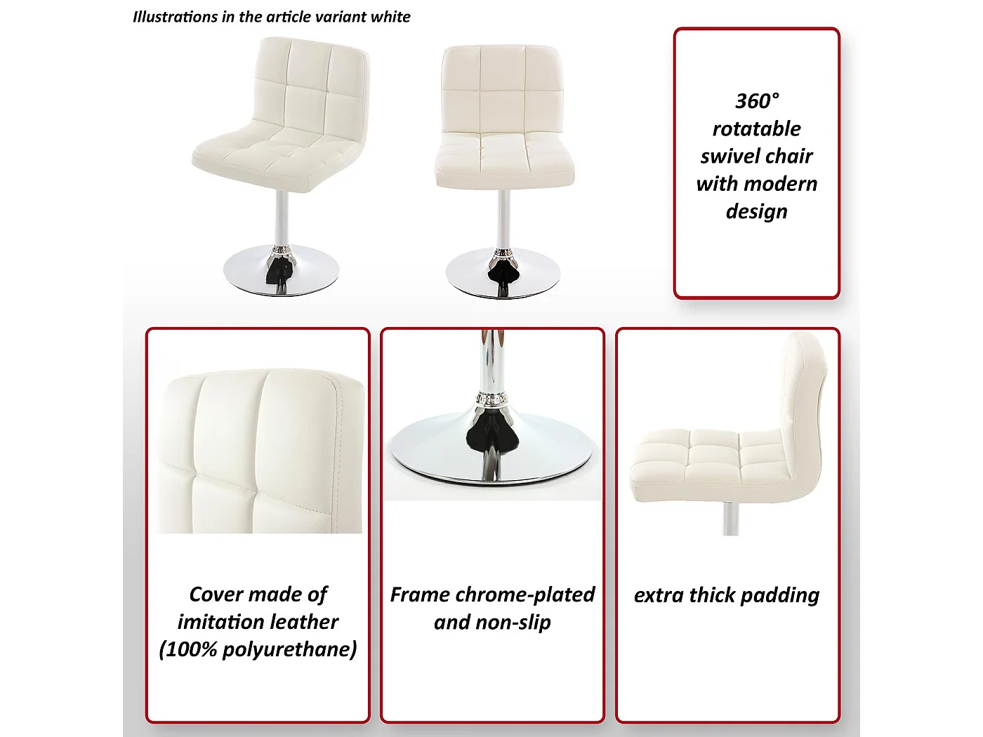 Chaise de salle à manger Cadiz (lot de 2),  blanc