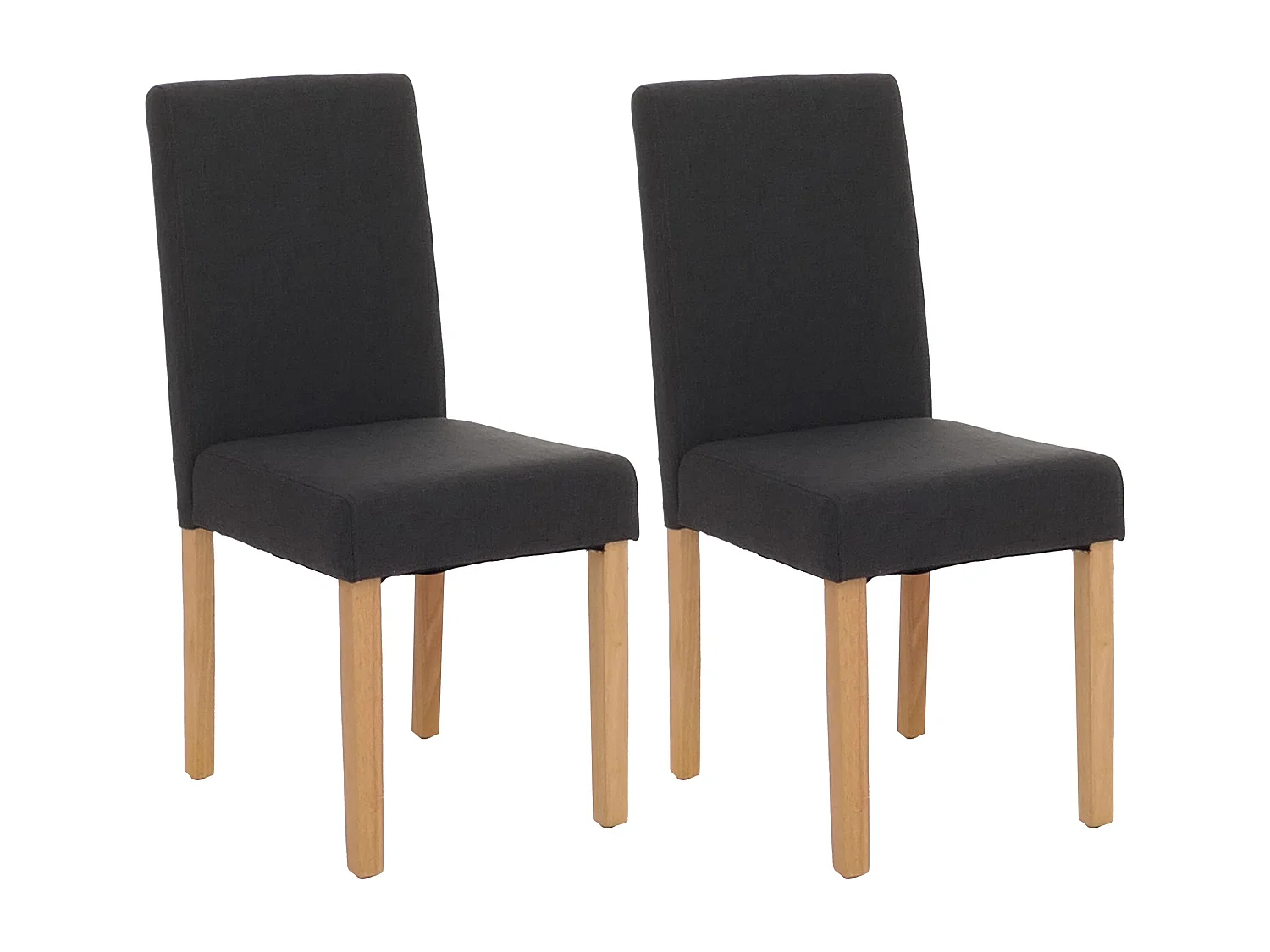 Chaise de salle à manger Littau (lot de 2),  tissu noir, pieds clairs