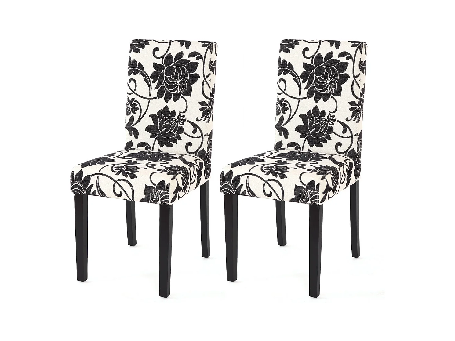 Chaise de salle à manger Littau (lot de 2),  tissu jacquard, pieds foncés