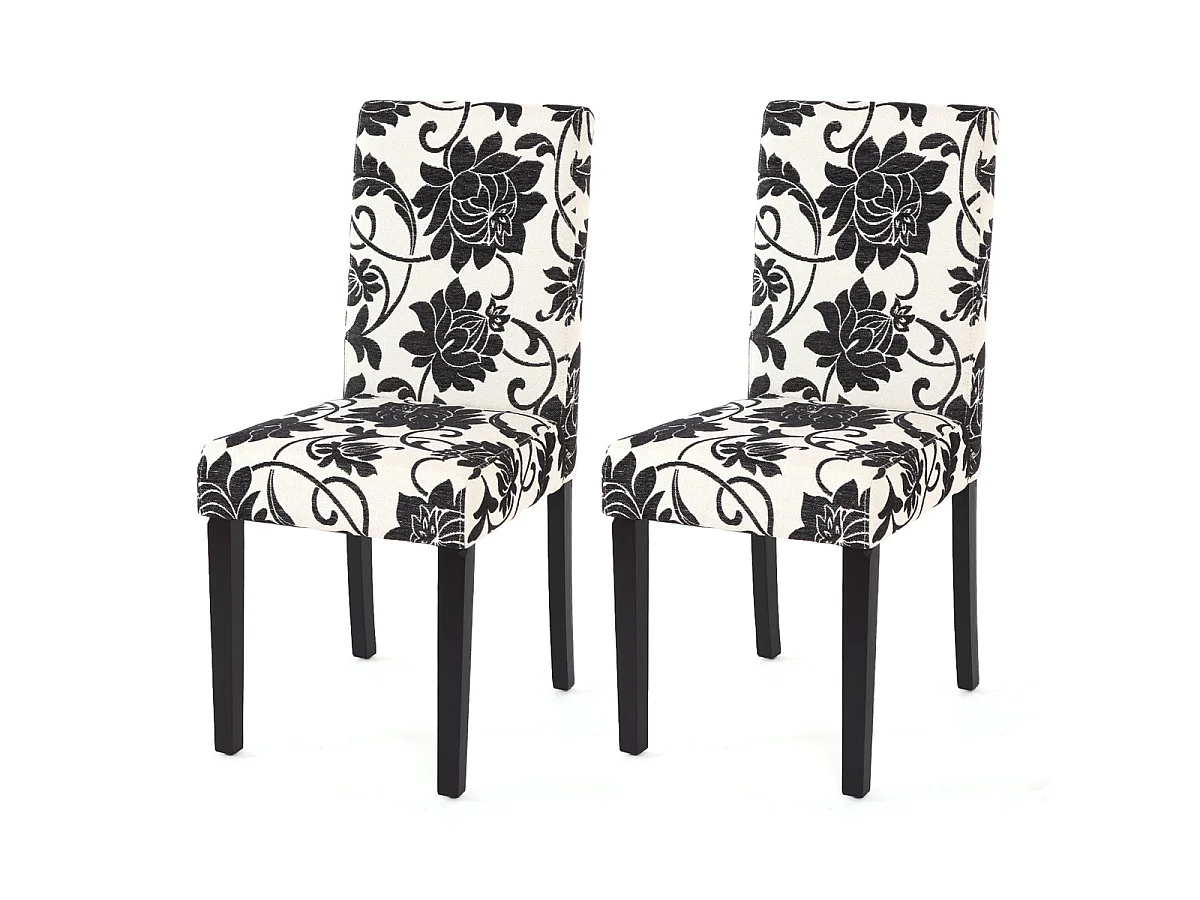 Chaise de salle à manger Littau (lot de 2),  tissu jacquard, pieds foncés