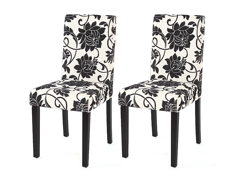 Chaise de salle à manger Littau (lot de 2),  tissu jacquard, pieds foncés