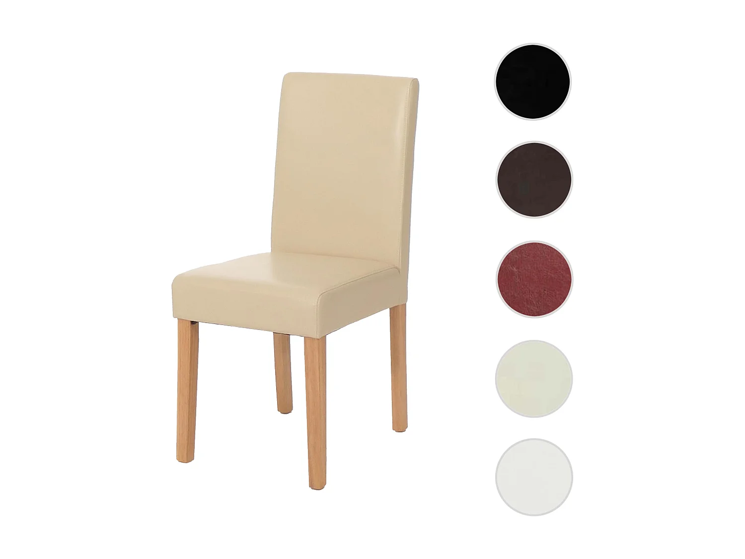 Sedia Littau ecopelle soggiorno cucina sala da pranzo 43x56x90cm avorio piedi chiari