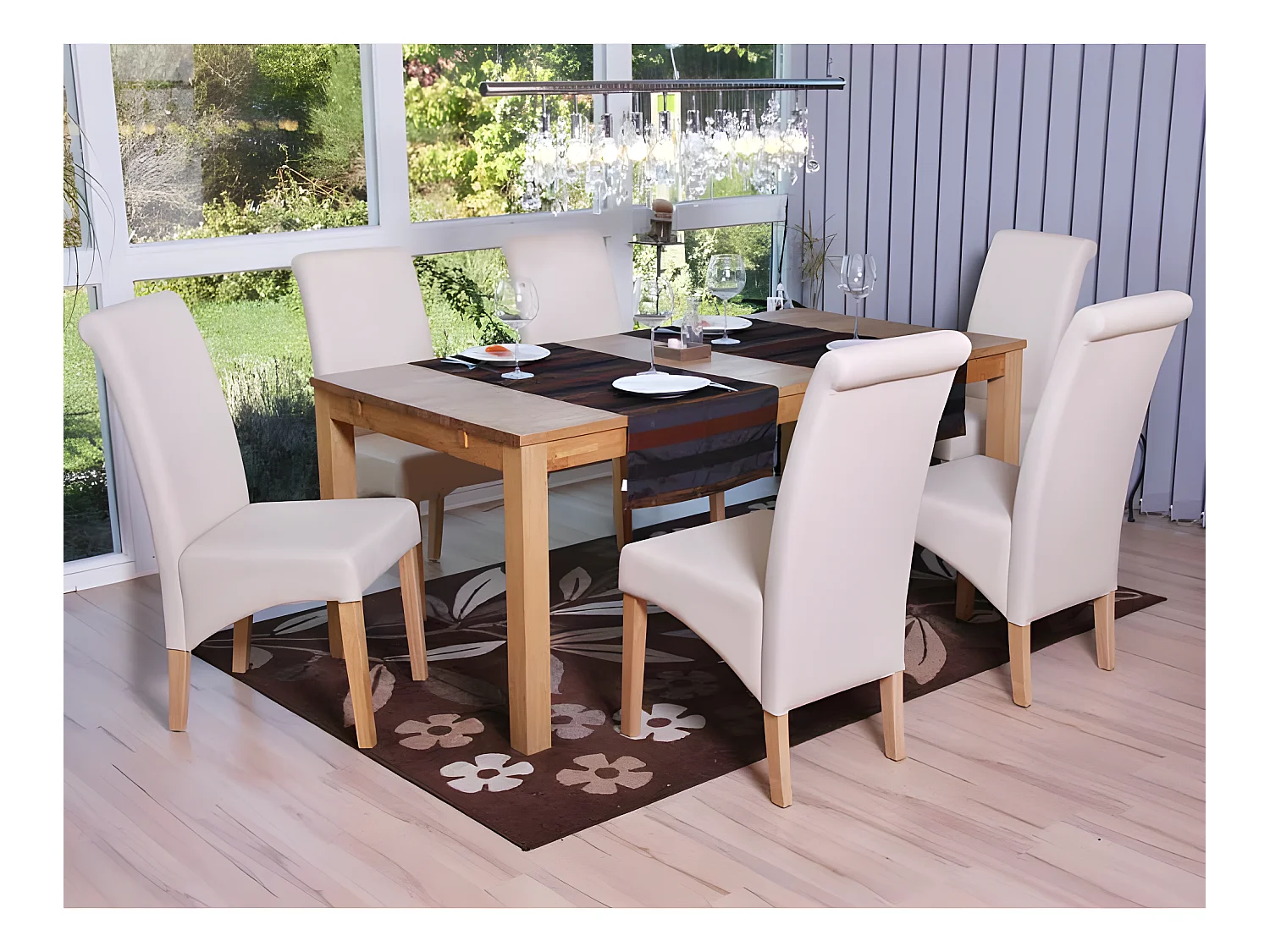 Chaise de salle à manger M37 (lot de 6),  similicuir mat, crème, pieds clairs
