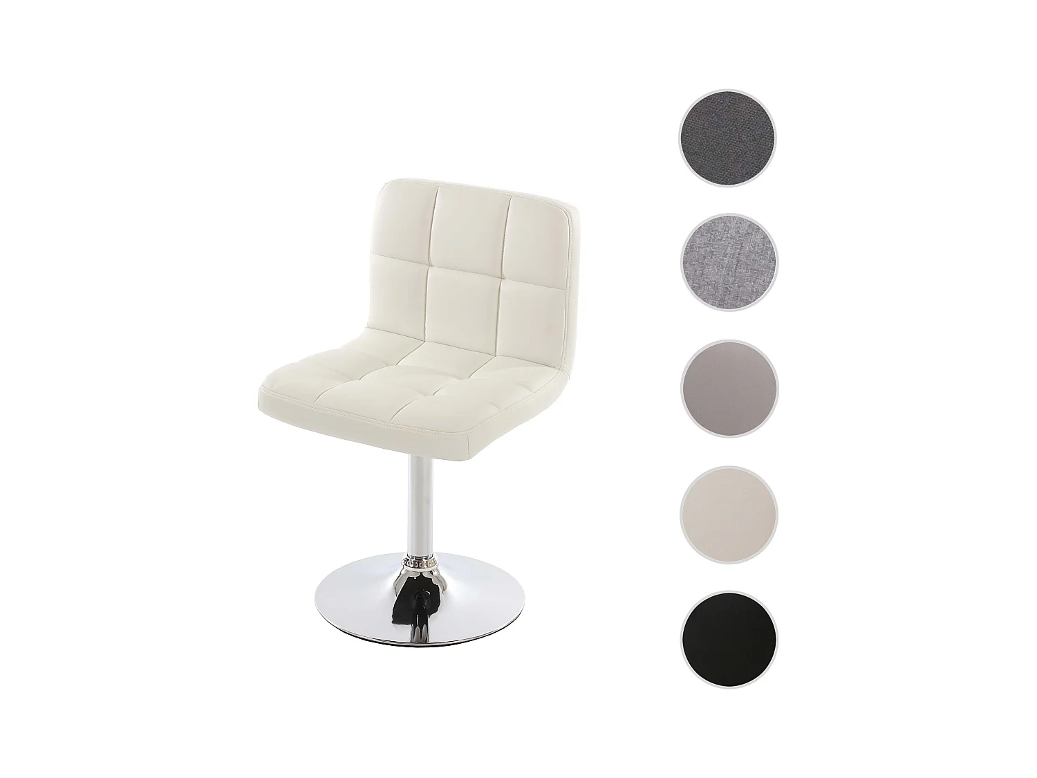 Chaise de salle à manger Cadiz, pivotante,  simili cuir blanc base chromée