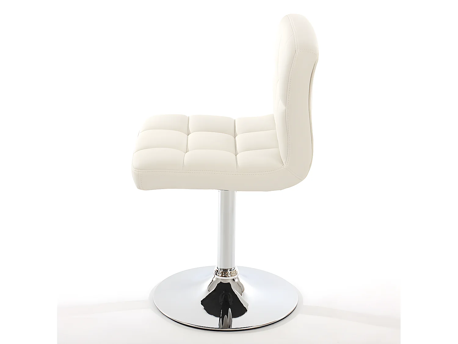 Chaise de salle à manger Cadiz, pivotante,  simili cuir blanc base chromée