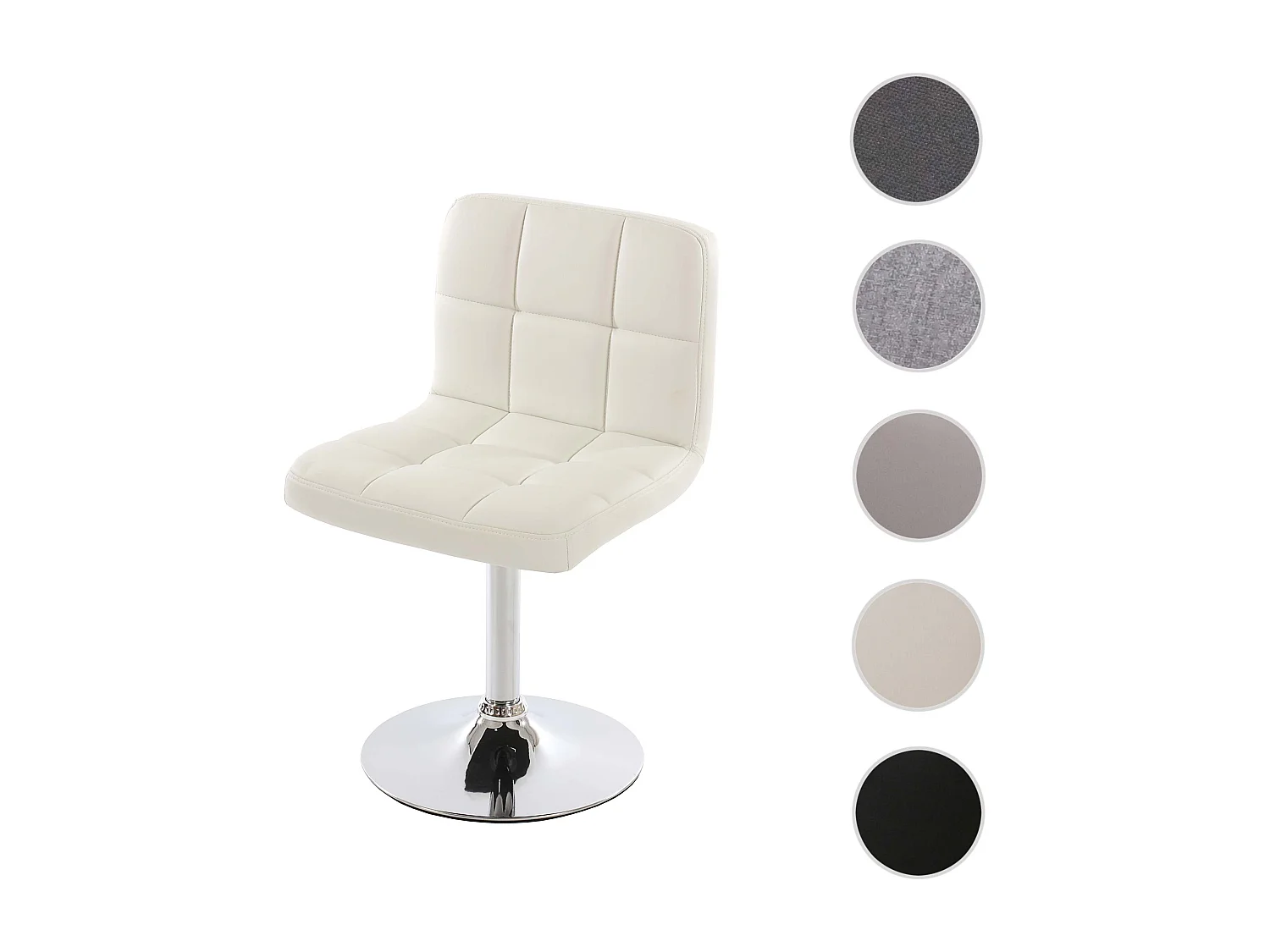 Chaise de salle à manger Cadiz, pivotante,  simili cuir blanc base chromée