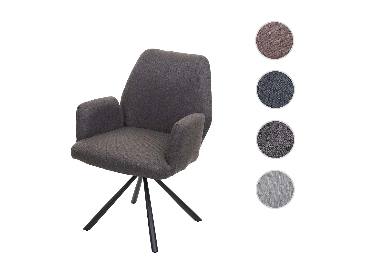 Chaise de salle à manger MCW-H71 pivotante,  gris-brun