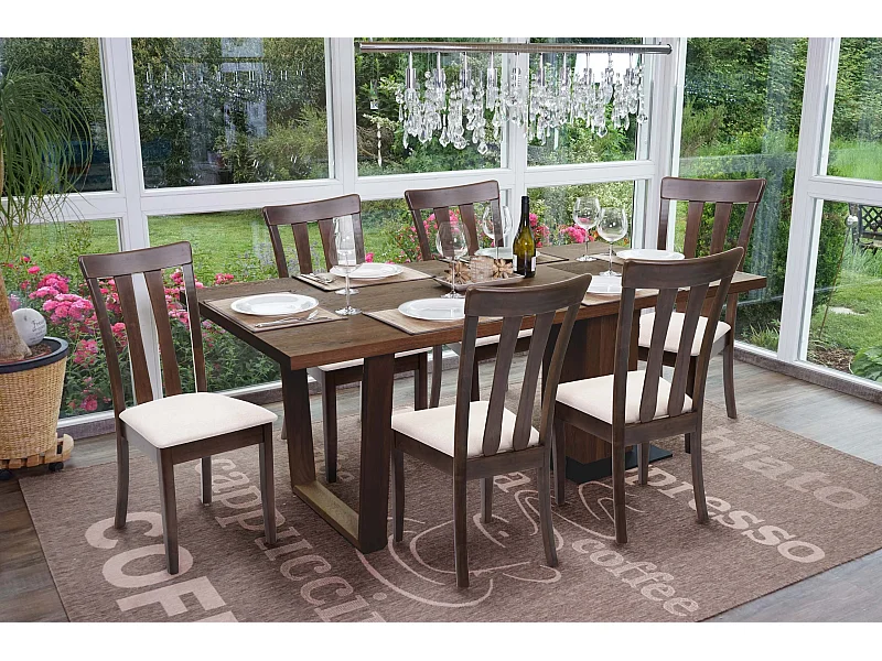 Silla de comedor MCW-G46 (juego de 6),  estructura oscura, beige