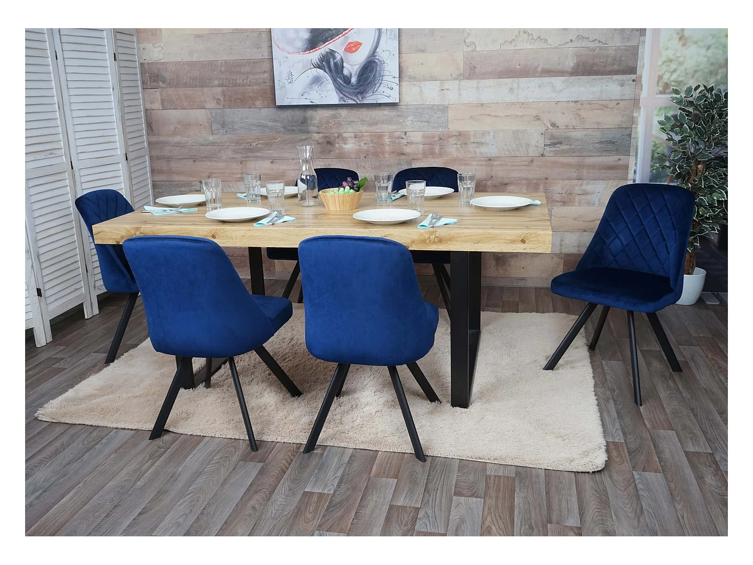 Chaise de salle à manger MCW-K25 (lot de 6),  bleu