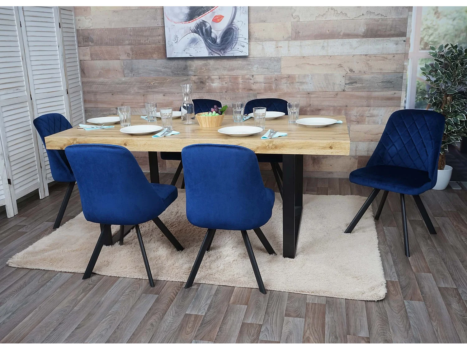 Chaise de salle à manger MCW-K25 (lot de 6),  bleu