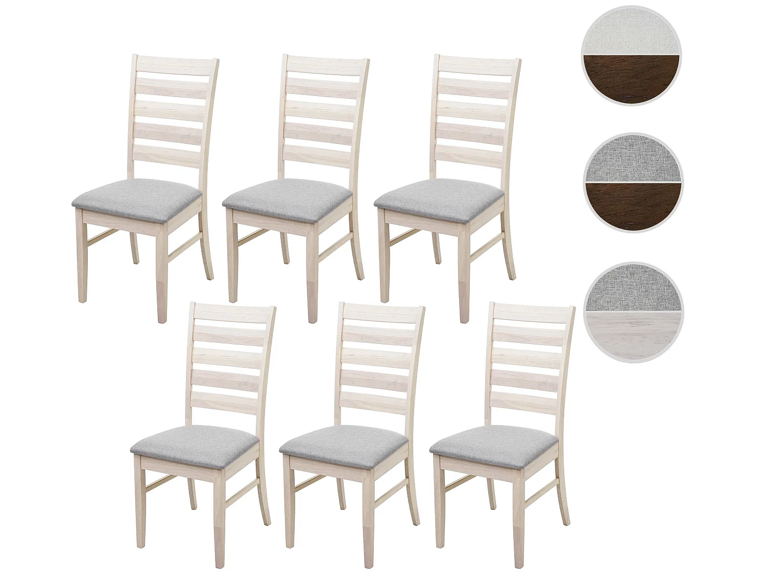 Chaise de salle à manger MCW-G47 (lot de 6),  châssis clair, gris