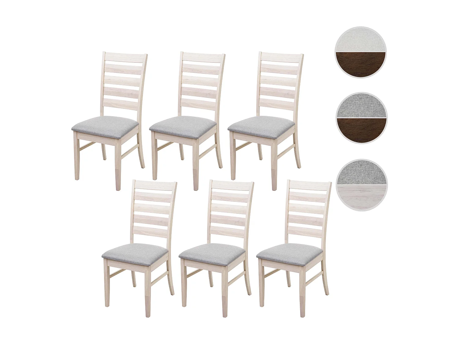 Eetkamerstoel MCW-G47 (set van 6),  licht frame, grijs
