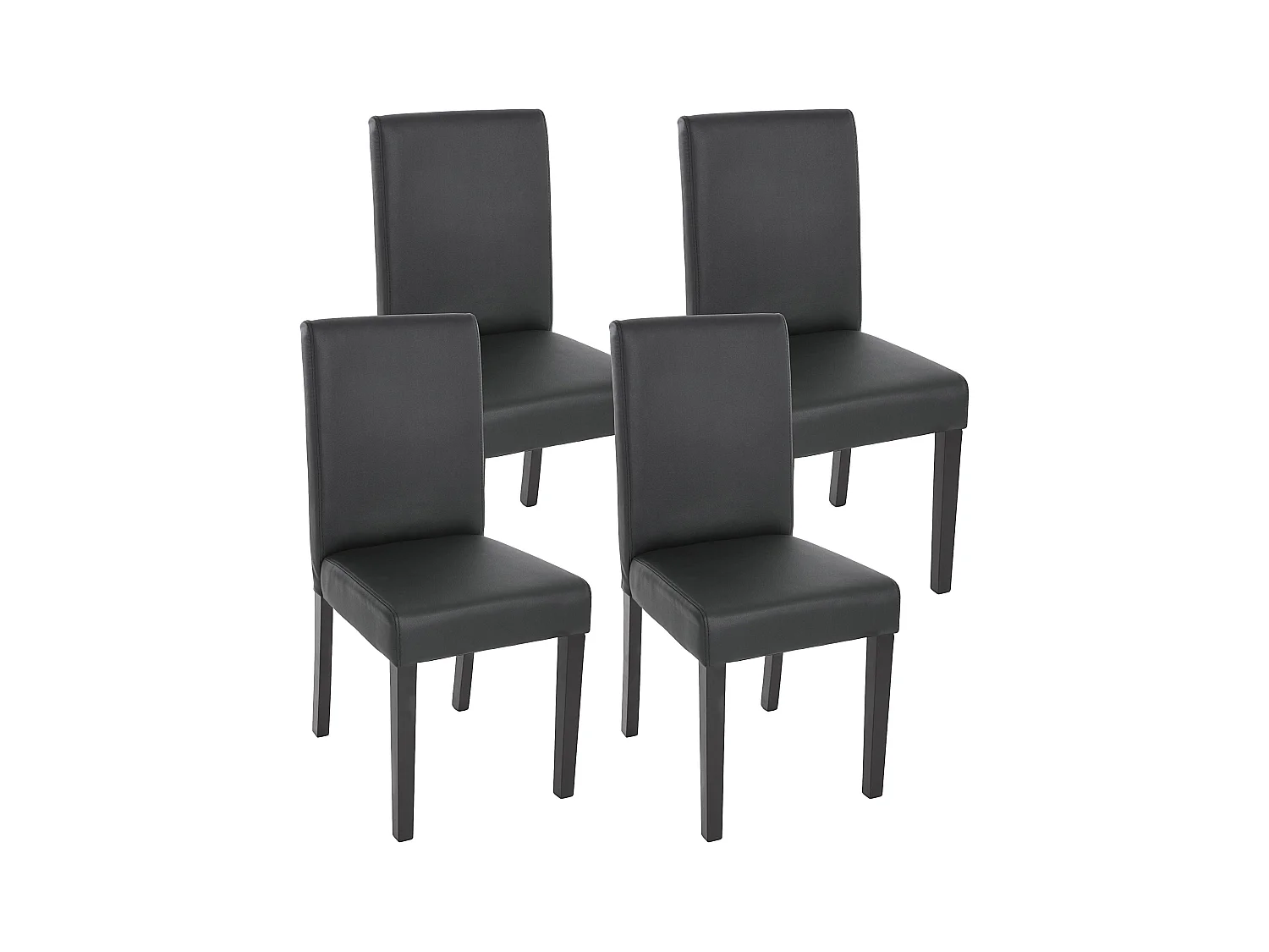 Chaise de salle à manger Littau (lot de 4),  simili-cuir, noir mat, pieds foncés