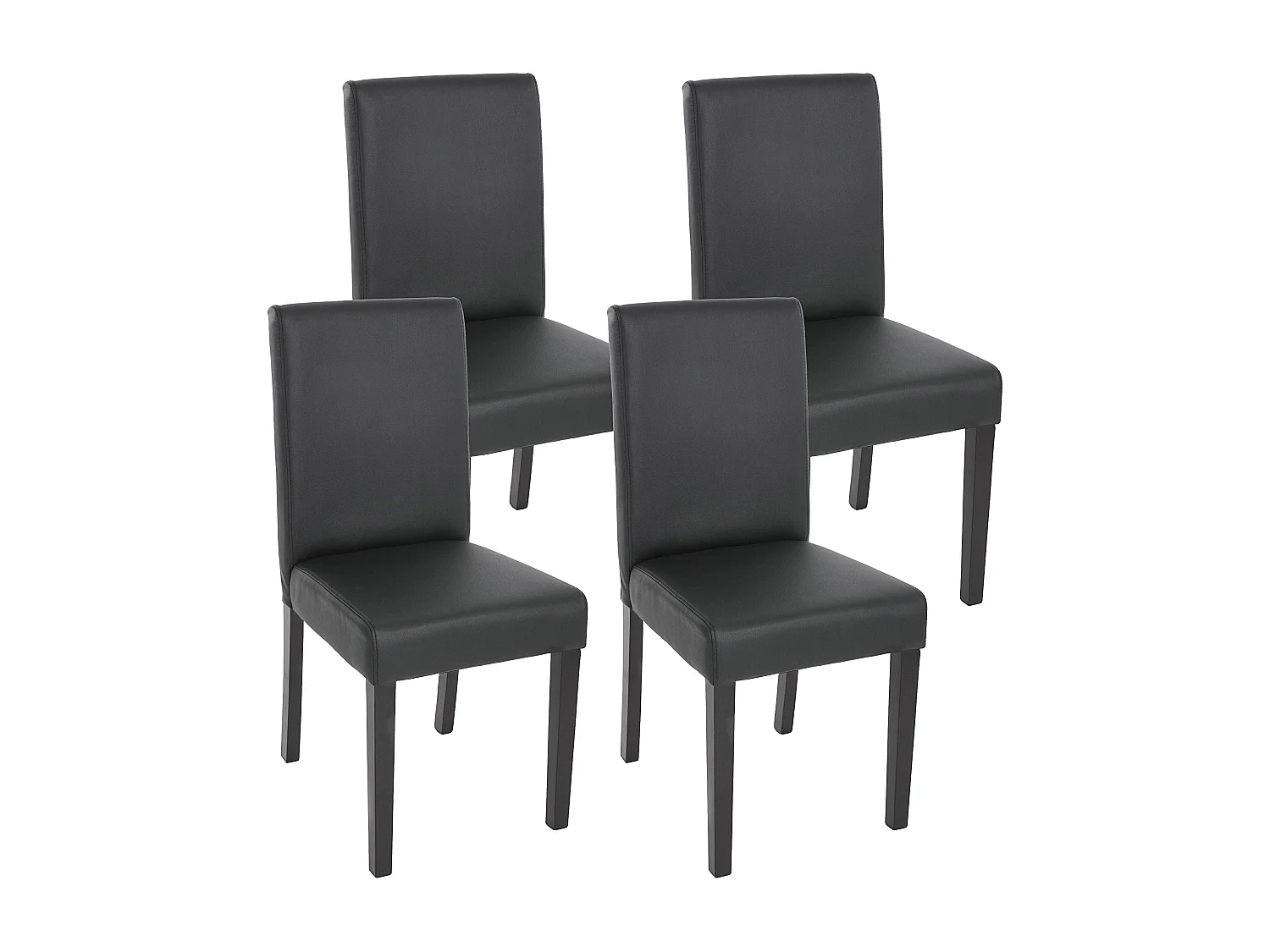 Chaise de salle à manger Littau (lot de 4),  simili-cuir, noir mat, pieds foncés