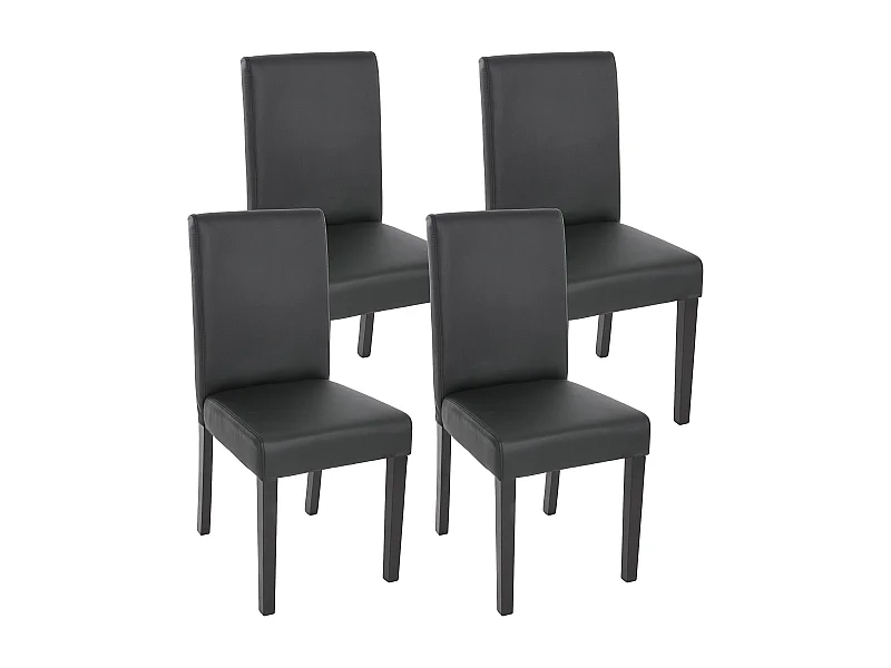 Set 4x sedie Littau ecopelle opaca soggiorno cucina sala da pranzo 43x56x90cm nero piedi scuri