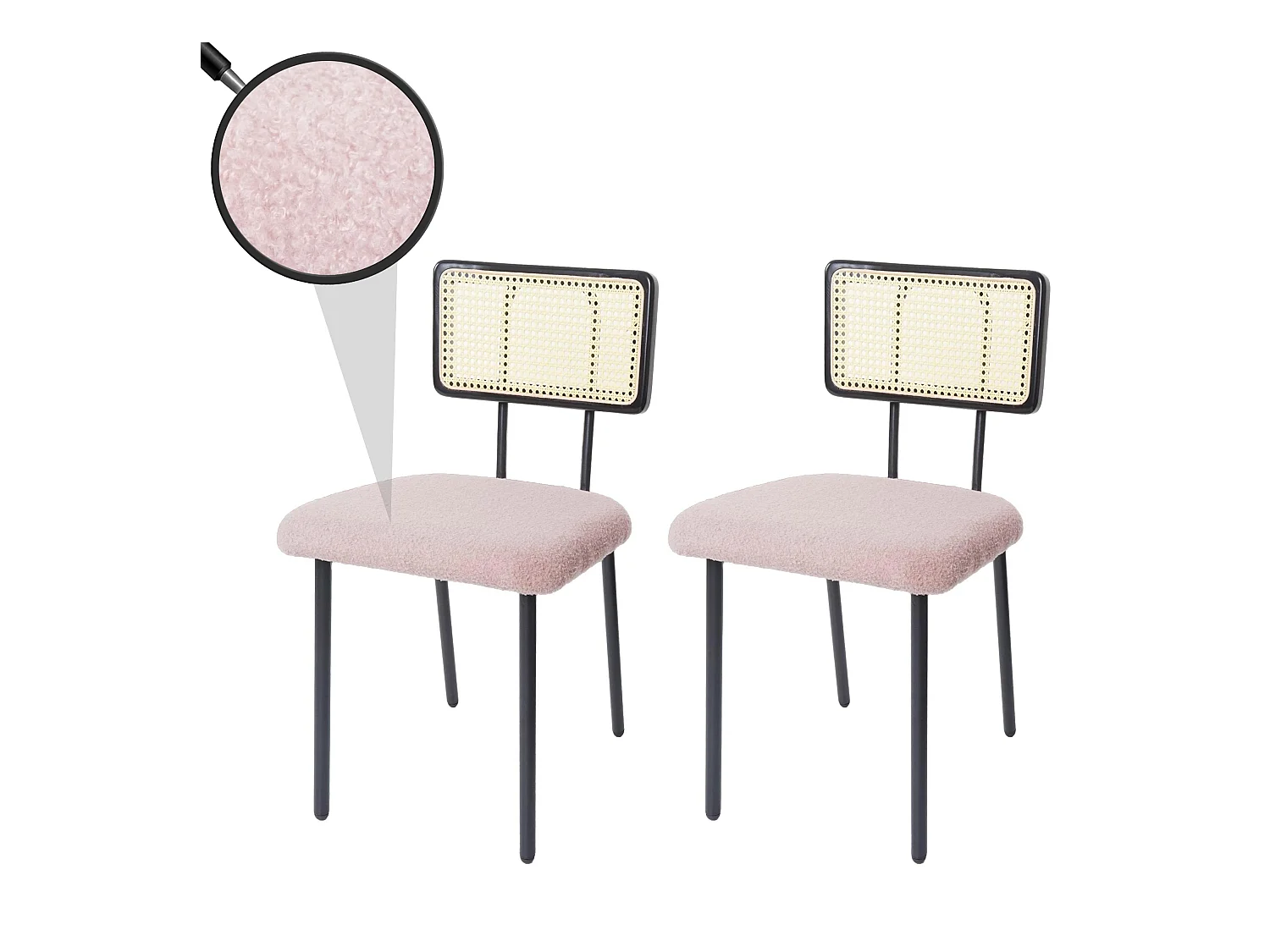 Chaise de salle à manger MCW-K88 (lot de 2),  tissu/textile rose