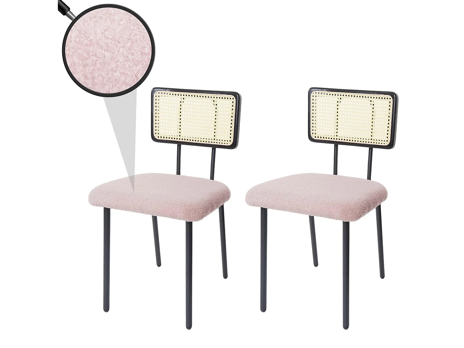 Chaise de salle à manger MCW-K88 (lot de 2),  tissu/textile rose