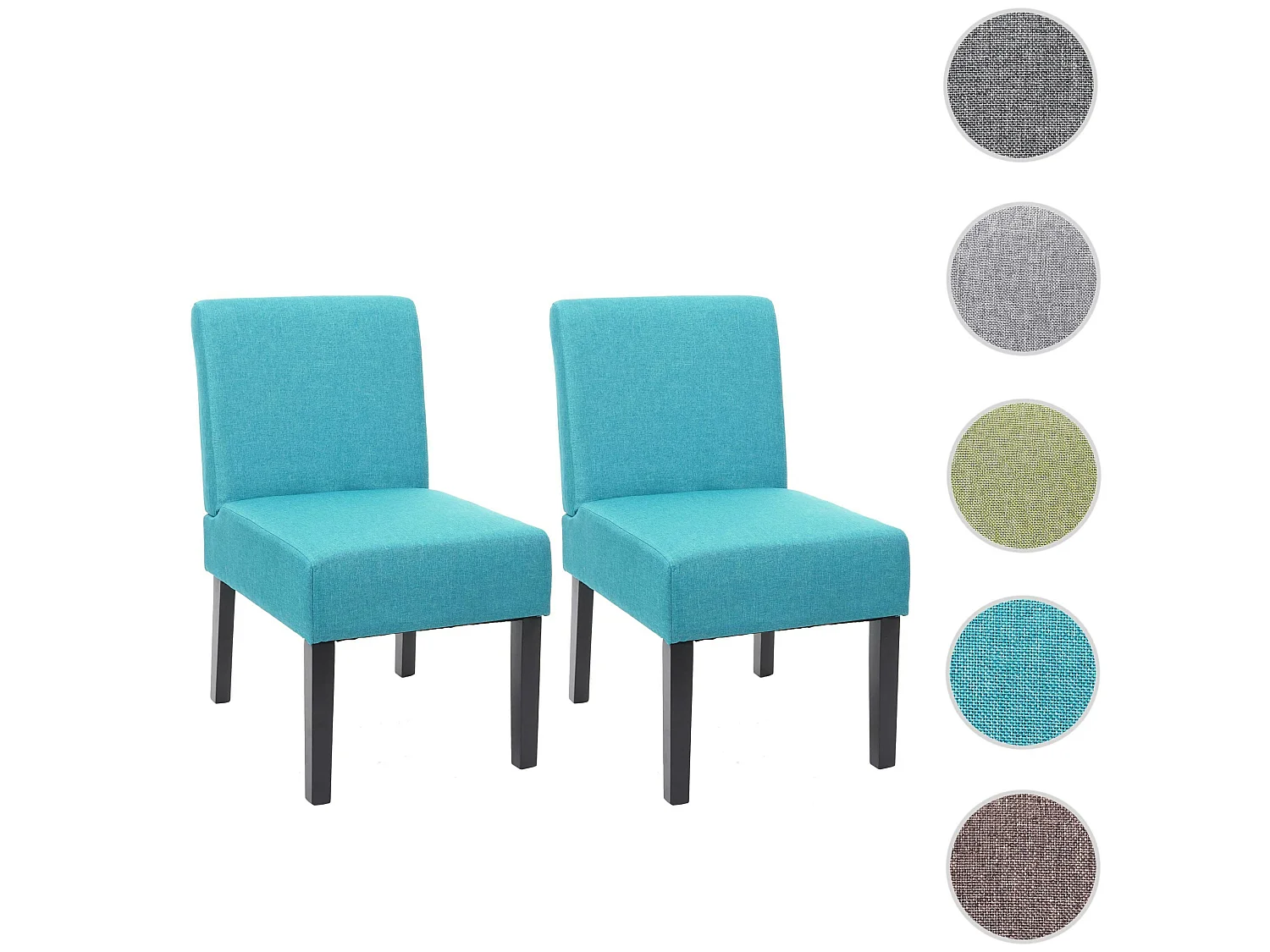 Eetkamerstoel MCW-F61 (set van 2),  petrolblauw