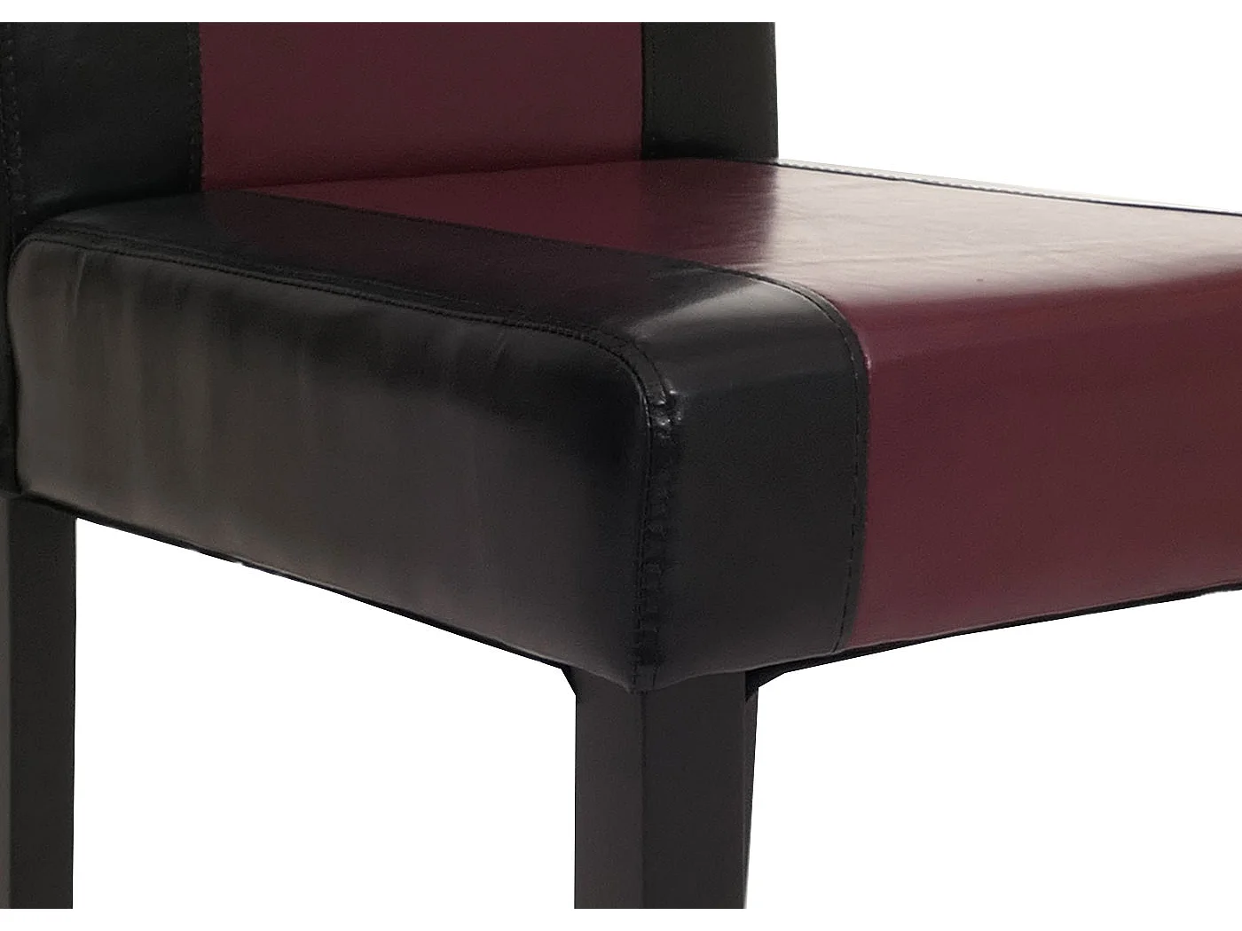 Chaise de salle à manger Littau (lot de 4),  simili-cuir, noir-rouge, pieds foncés