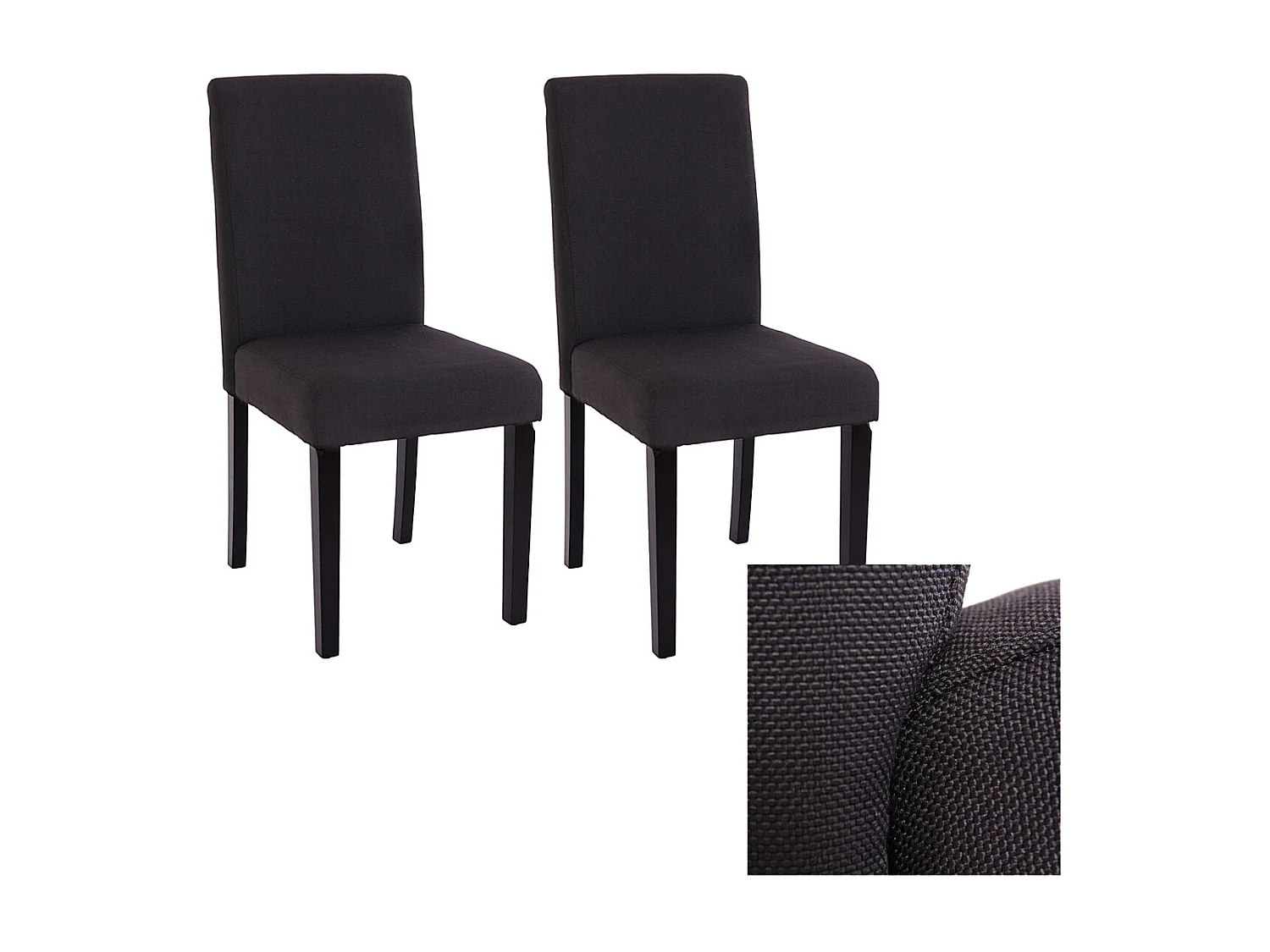 Chaise de salle à manger Littau (lot de 2),  tissu noir, pieds foncés