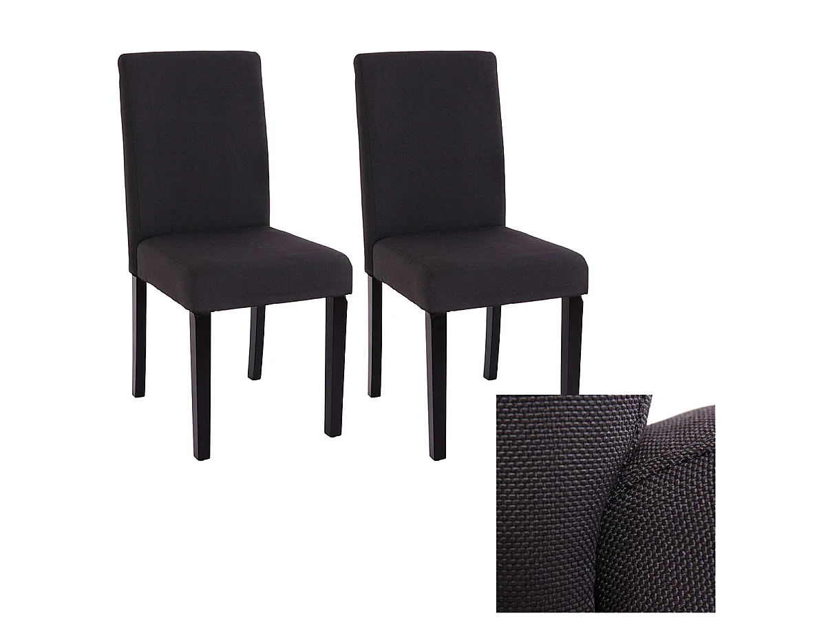 Chaise de salle à manger Littau (lot de 2),  tissu noir, pieds foncés