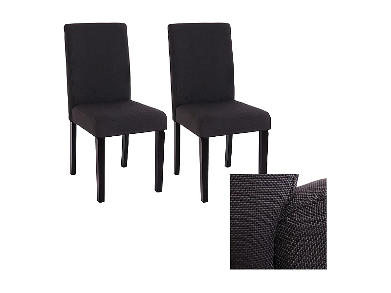 Chaise de salle à manger Littau (lot de 2),  tissu noir, pieds foncés