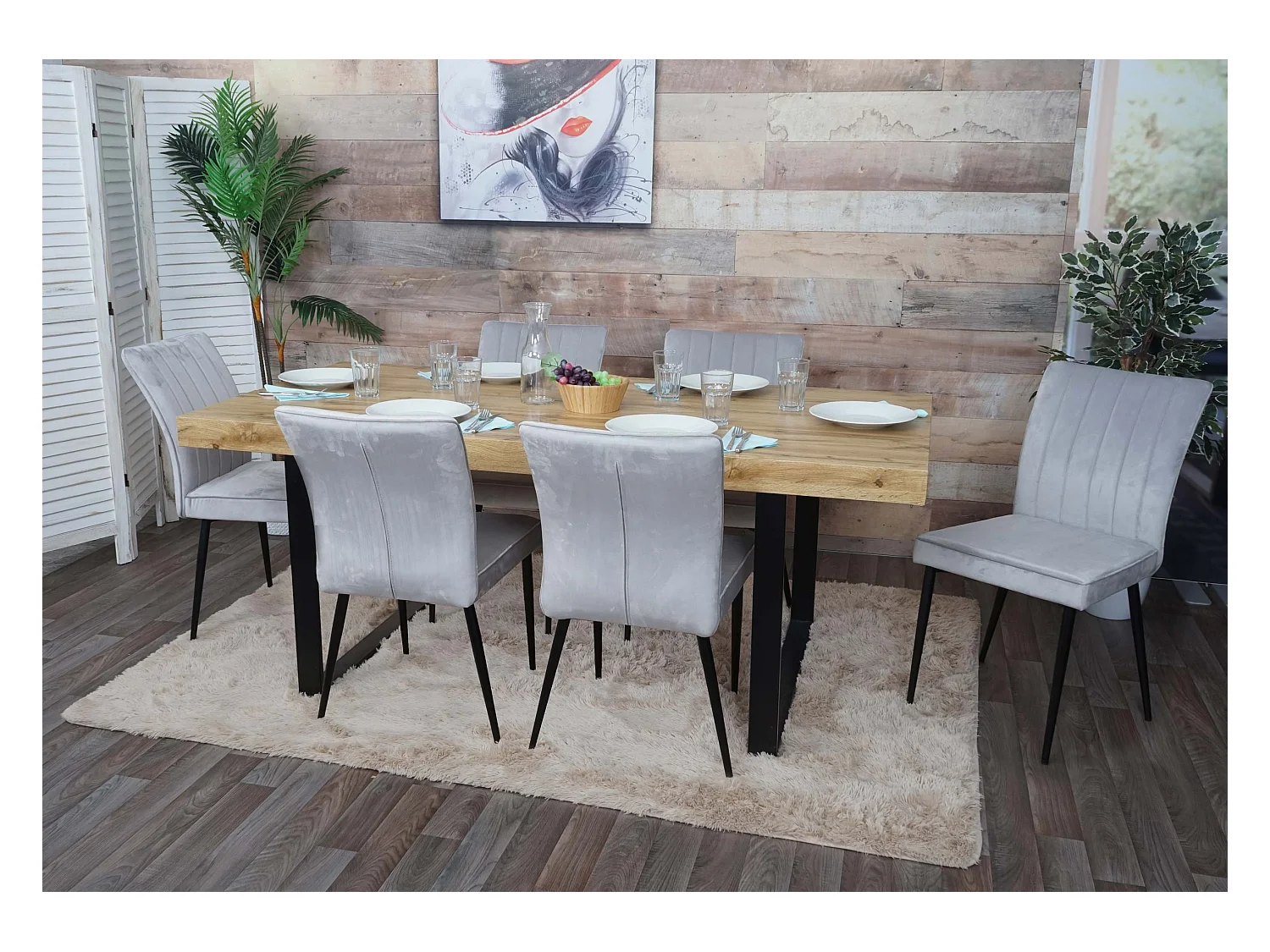 Chaise de salle à manger MCW-K16 (lot de 6),  gris clair