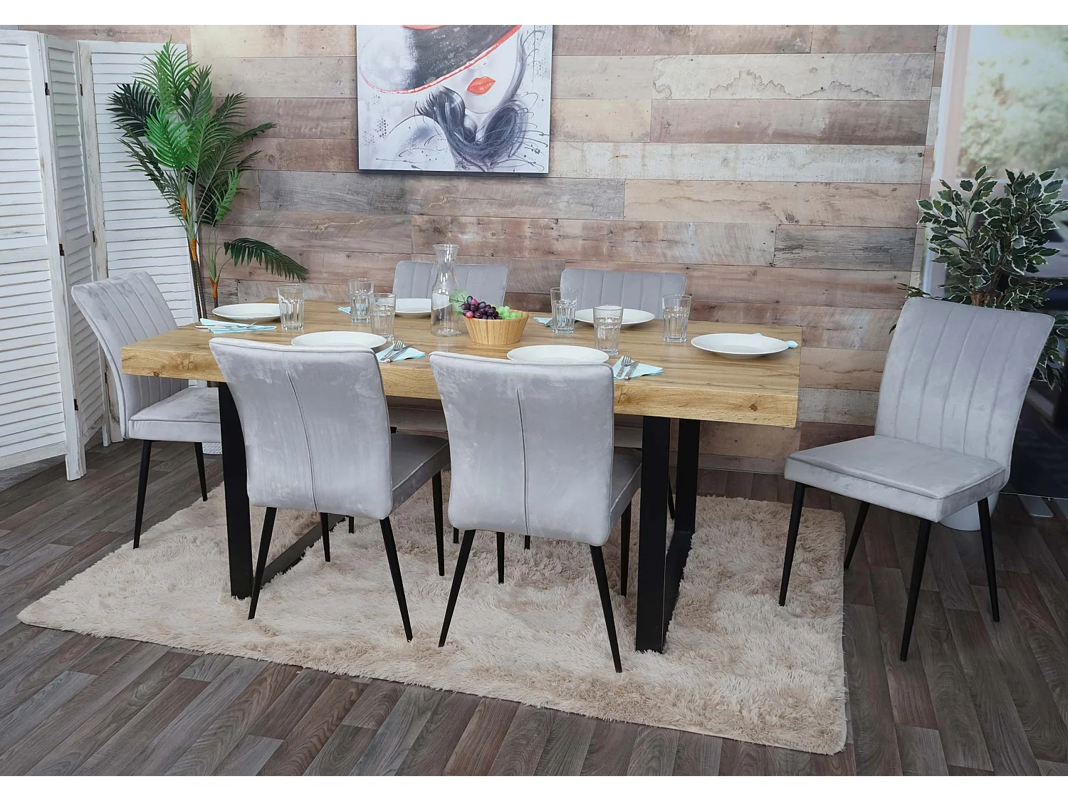 Cadeira de jantar MCW-K16 (conjunto de 6),  cinzento claro