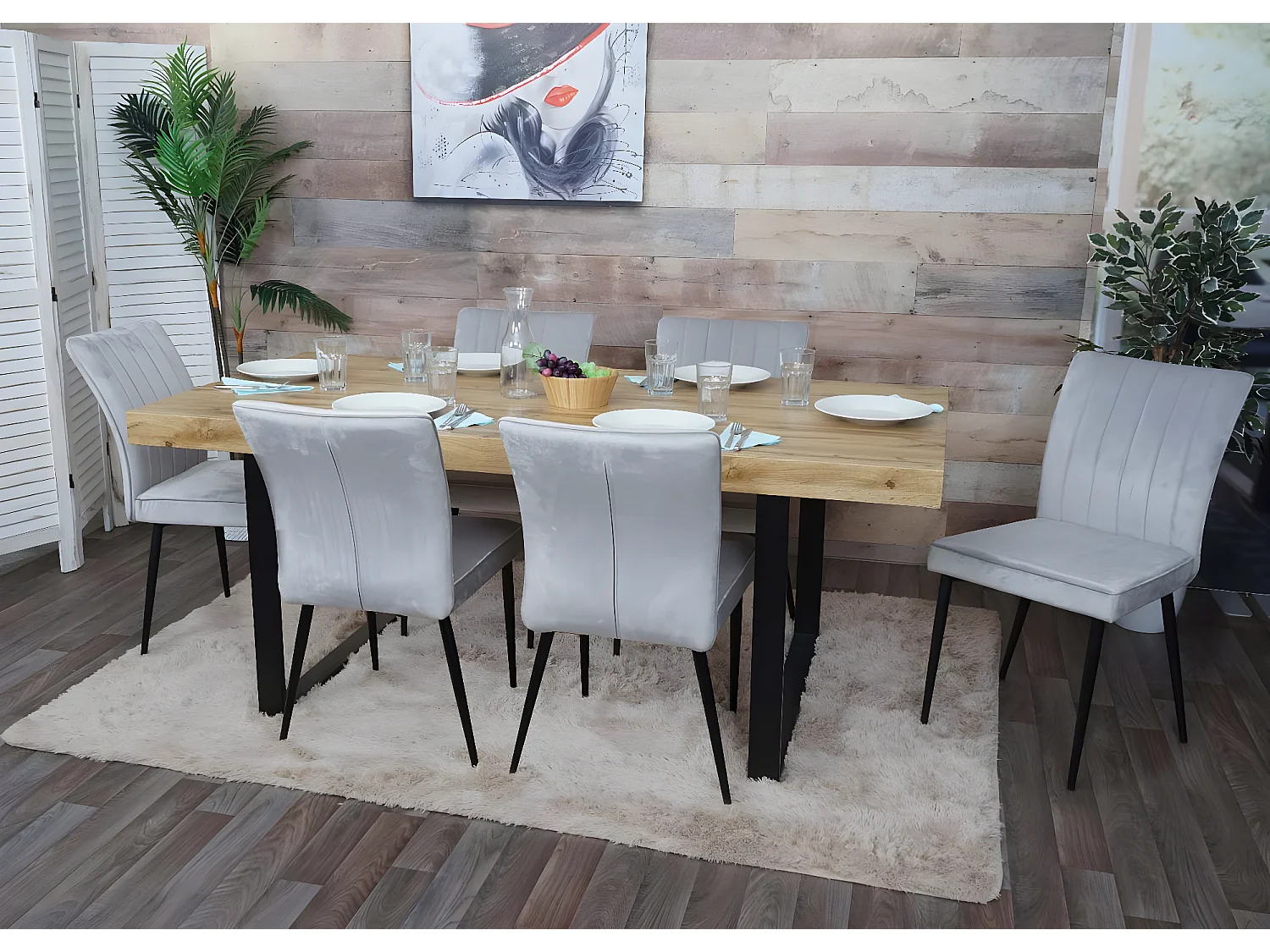 Cadeira de jantar MCW-K16 (conjunto de 6),  cinzento claro