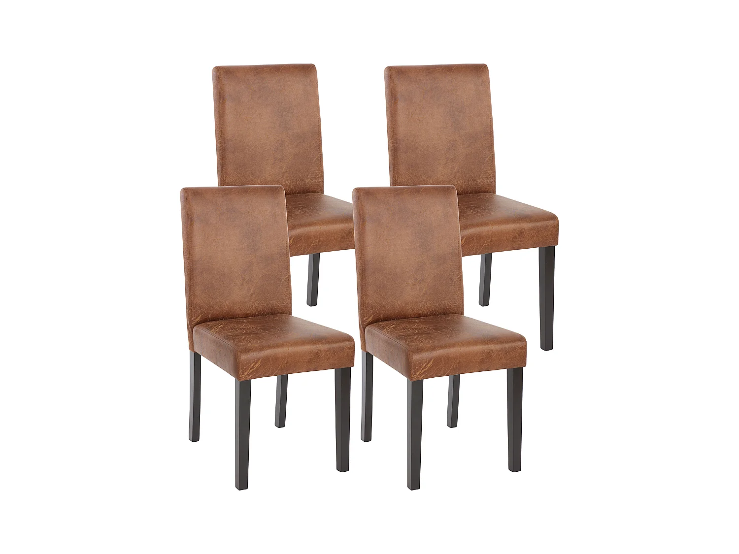 Chaise de salle à manger Littau (lot de 4),  simili-cuir, aspect daim marron, pieds foncés