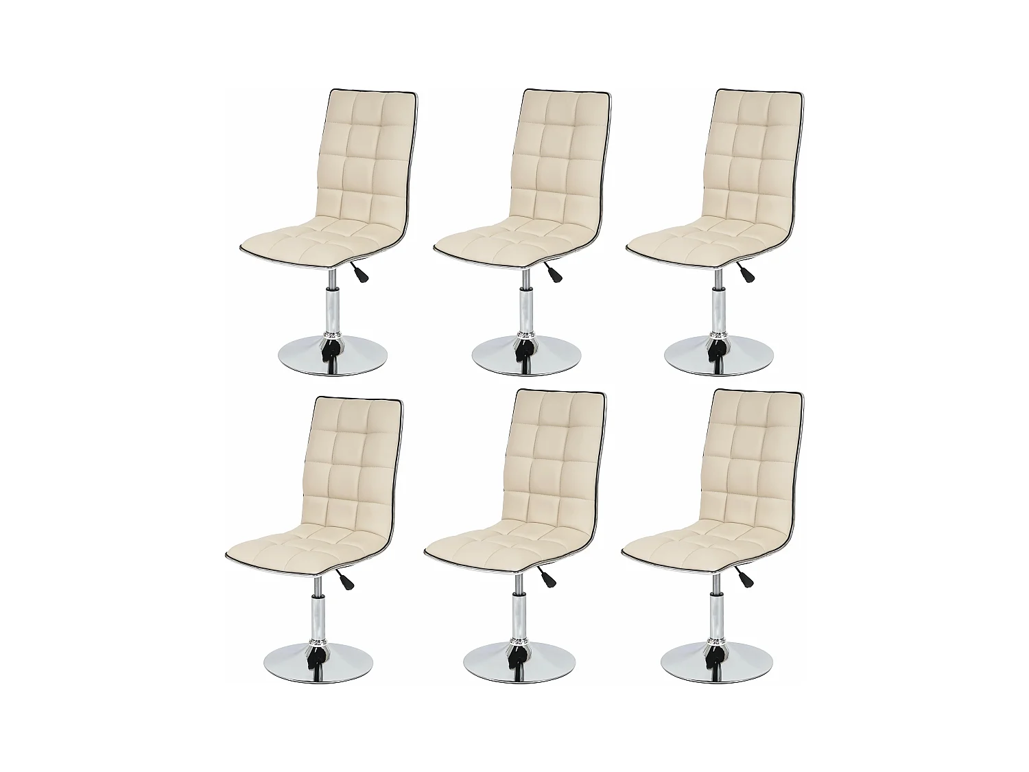 Set 6x sedie soggiorno eleganti MCW-C41 design moderno ecopelle sala pranzo avorio
