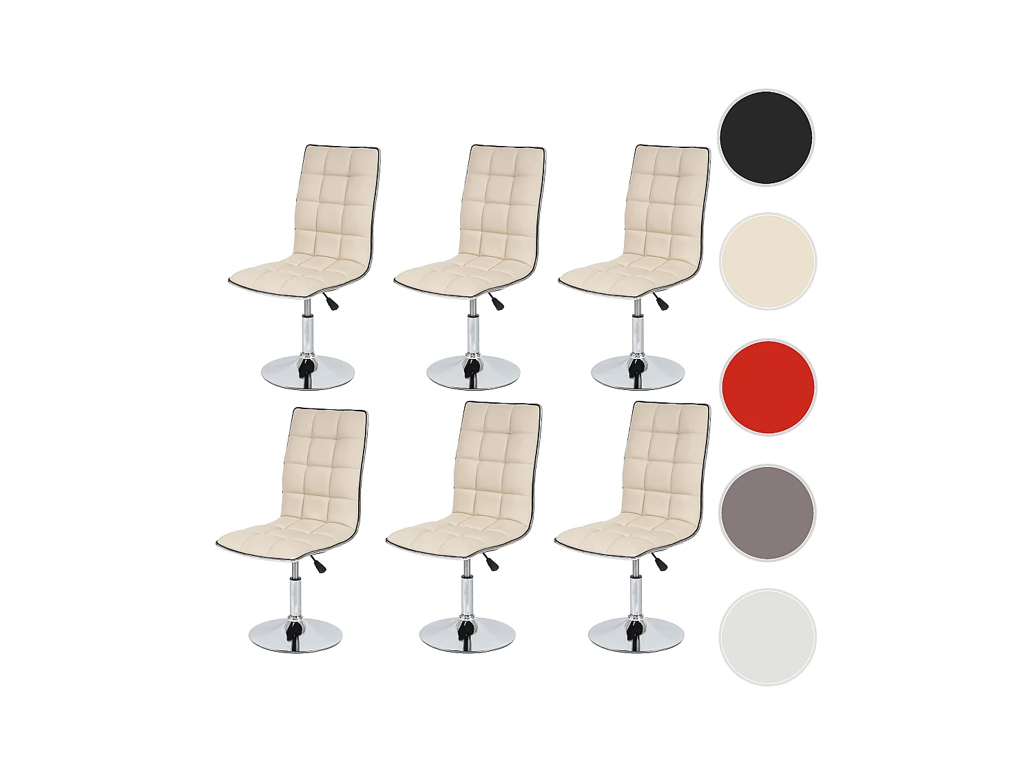 Set 6x sedie soggiorno eleganti MCW-C41 design moderno ecopelle sala pranzo avorio