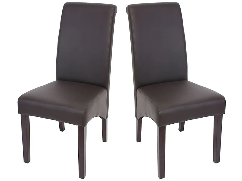 Krzesło do jadalni Cesena (zestaw 2 sztuk),  imitacja skóry matowa, brązowy, ciemne nóżki