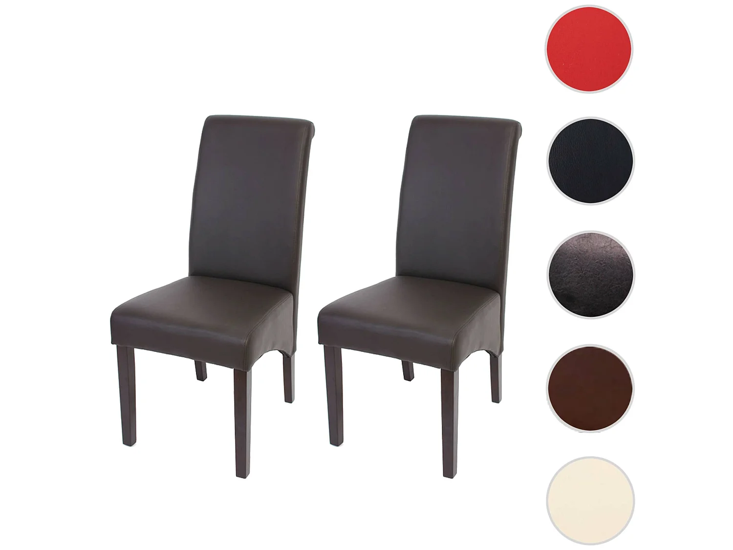 Eetkamerstoel Cesena (set van 2),  kunstleer mat, bruin, donkere poten