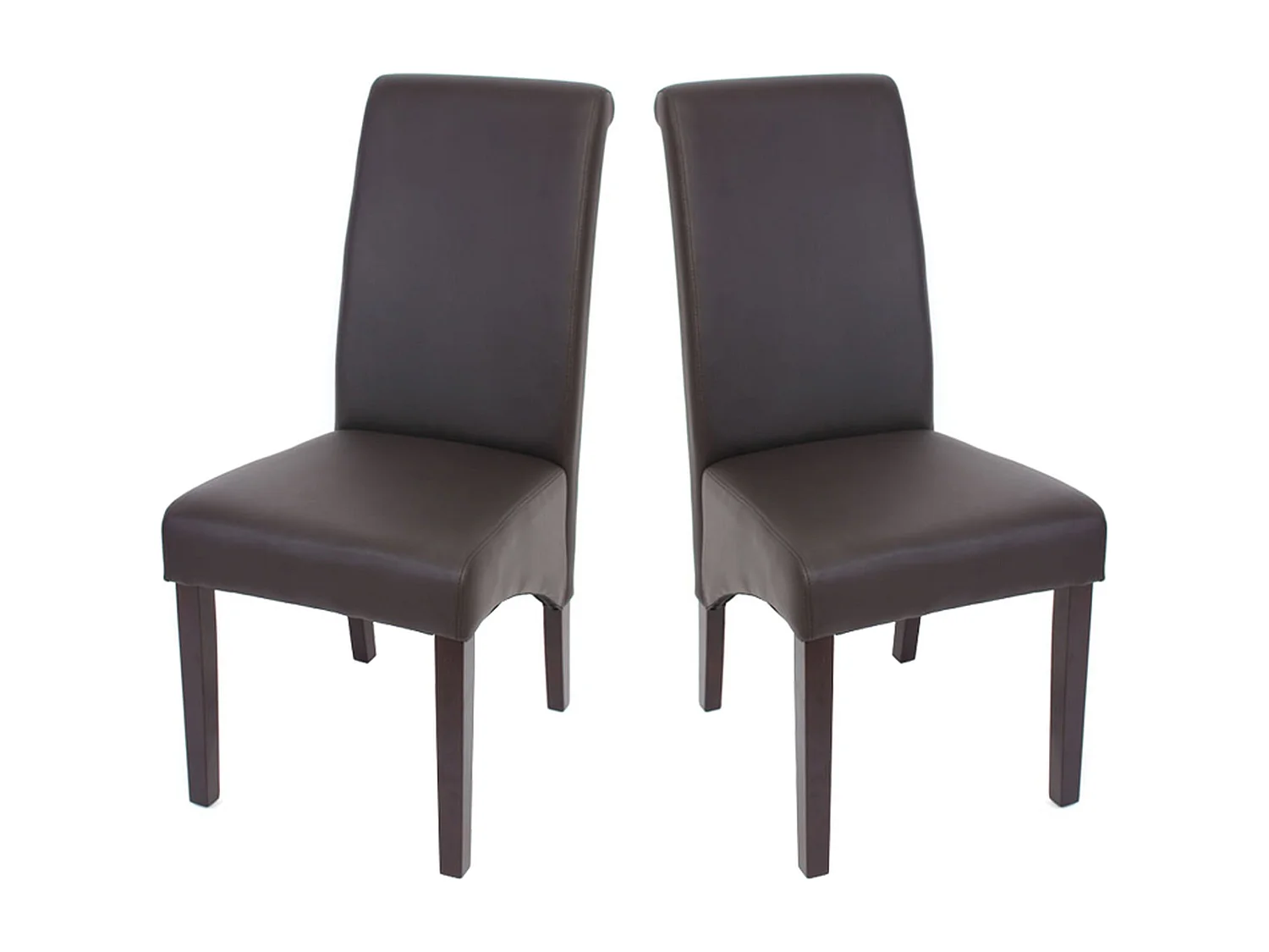 Krzesło do jadalni Cesena (zestaw 2 sztuk),  imitacja skóry matowa, brązowy, ciemne nóżki