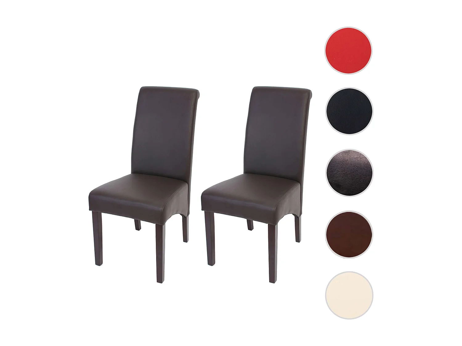 Krzesło do jadalni Cesena (zestaw 2 sztuk),  imitacja skóry matowa, brązowy, ciemne nóżki