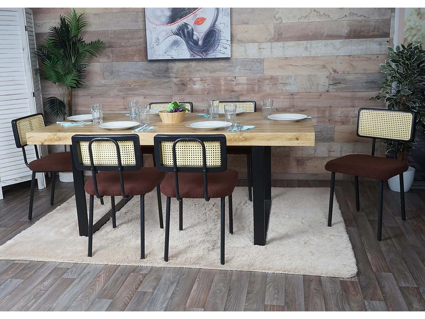 MCW-K88 eetkamerstoel (set van 2),  stof/textiel bruin