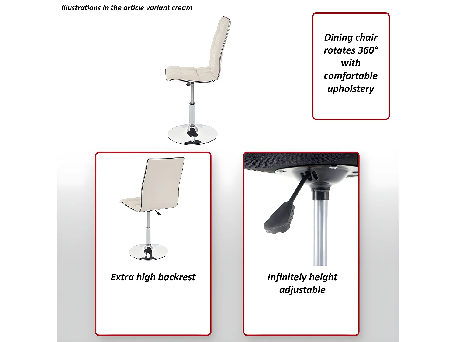 Silla de comedor giratoria MCW-C41,  blanco