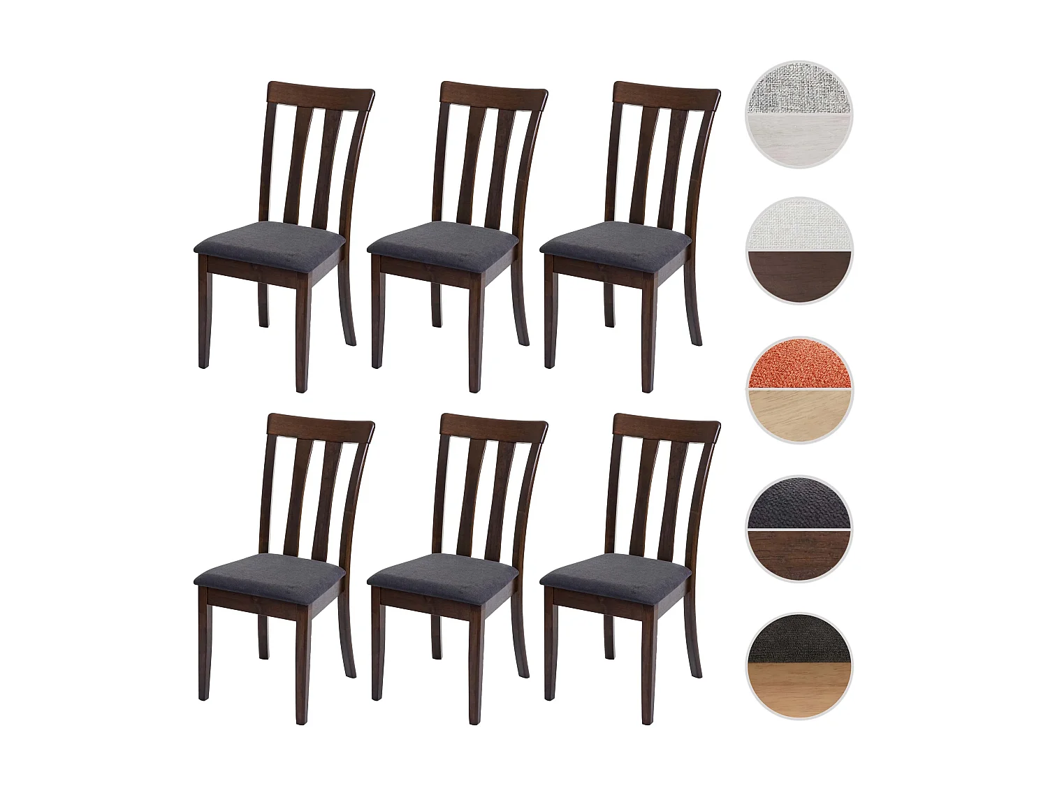 Chaise de salle à manger MCW-G46 (lot de 6),  cadre foncé, gris foncé