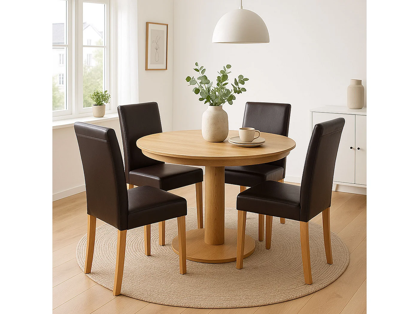 Chaise de salle à manger Littau,  marron, pieds foncés