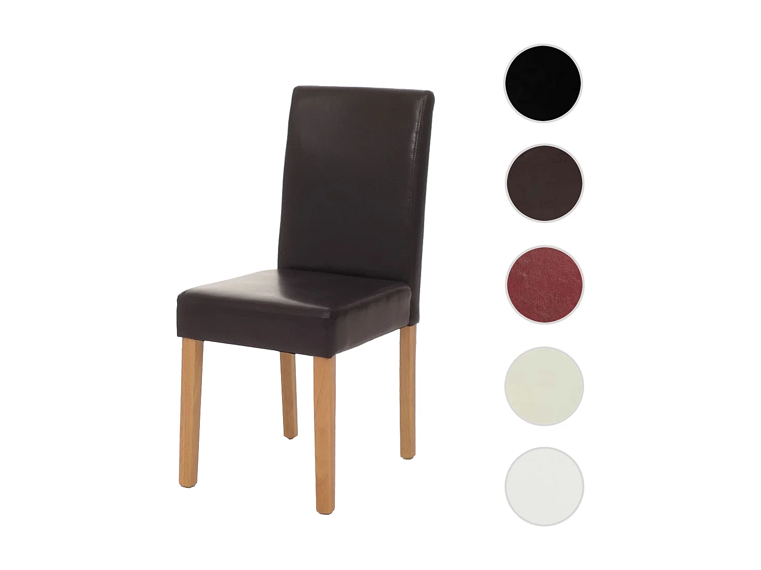 Sedia Littau pelle soggiorno cucina sala da pranzo 43x56x90cm marrone piedi chiari