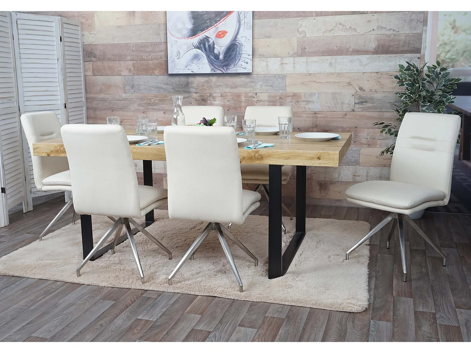 Cadeira de jantar MCW-H70 (conjunto de 6),  creme-bege