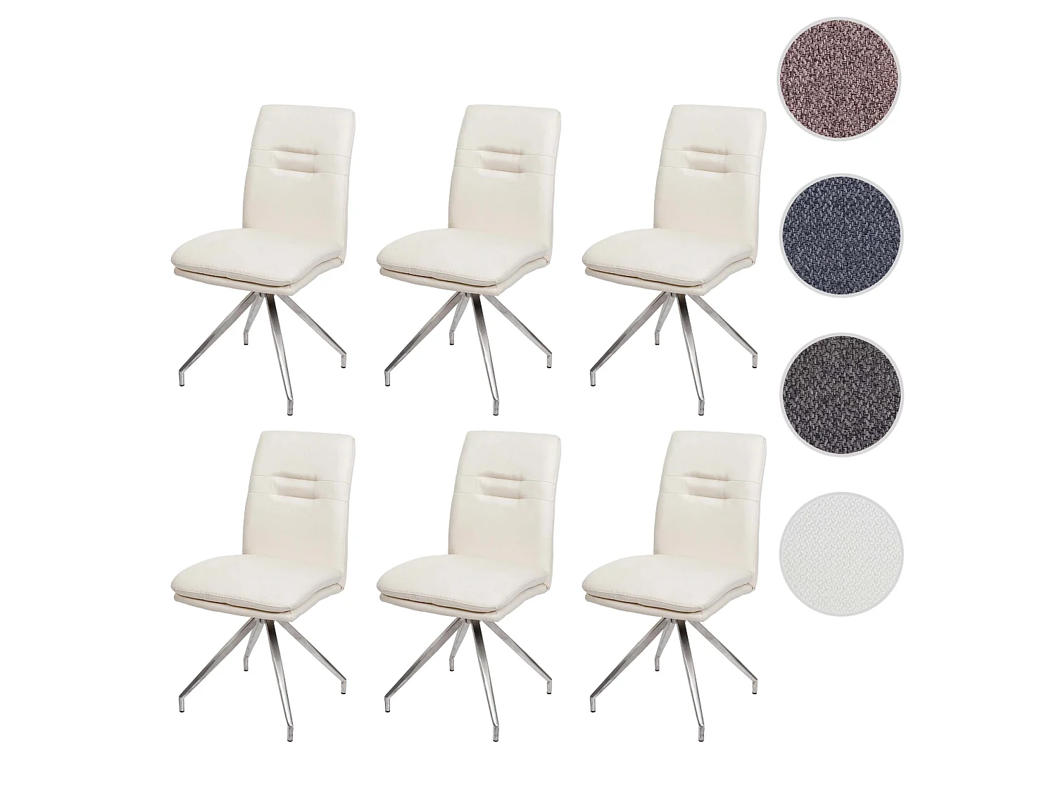 Esszimmerstuhl MCW-H70 (6er-Set), Creme-beige