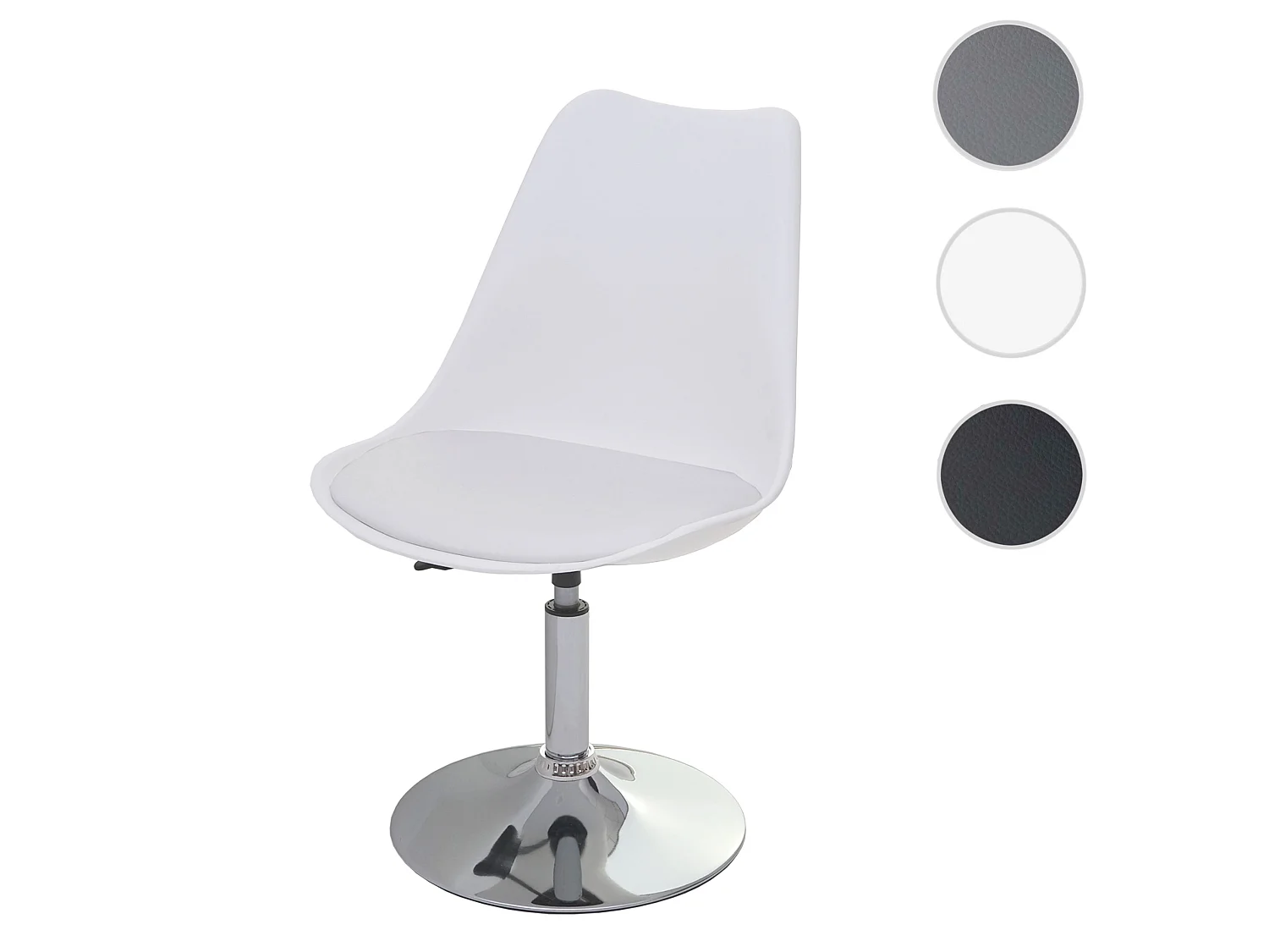 Vaasa T501 draaistoel,  wit, voet chroom