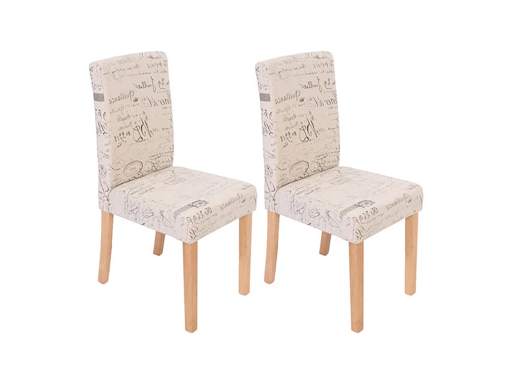 Chaise de salle à manger Littau (lot de 2),  tissu words fabric, pieds clairs