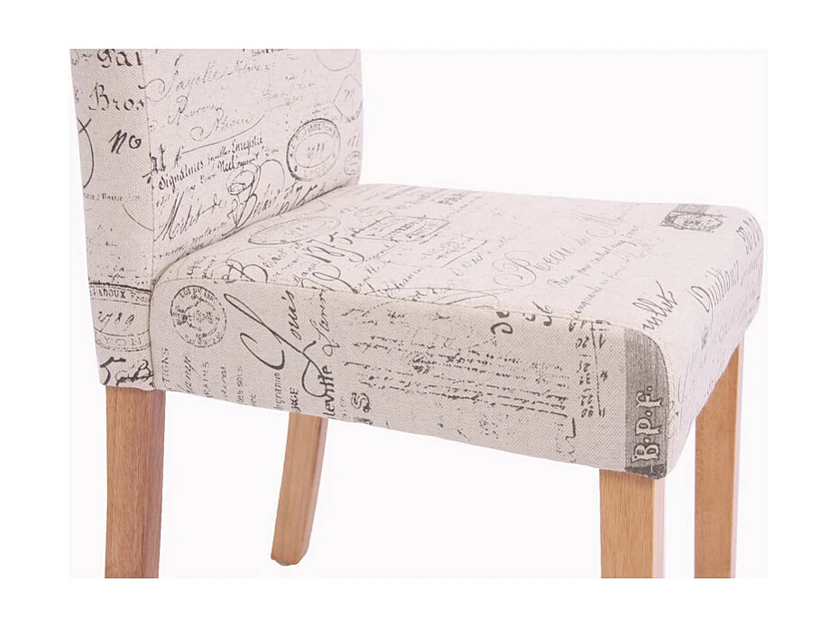 Eetkamerstoel Littau (set van 2),  textiel met belettering, crème, lichtgekleurde poten