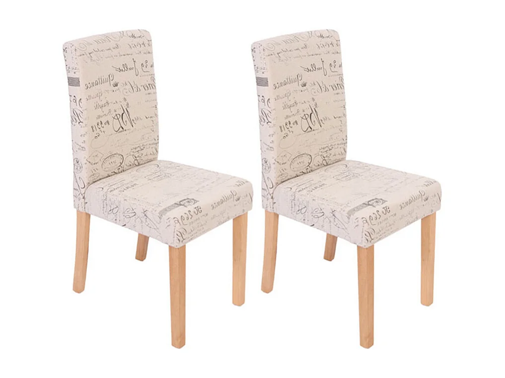 Chaise de salle à manger Littau (lot de 2),  tissu words fabric, pieds clairs